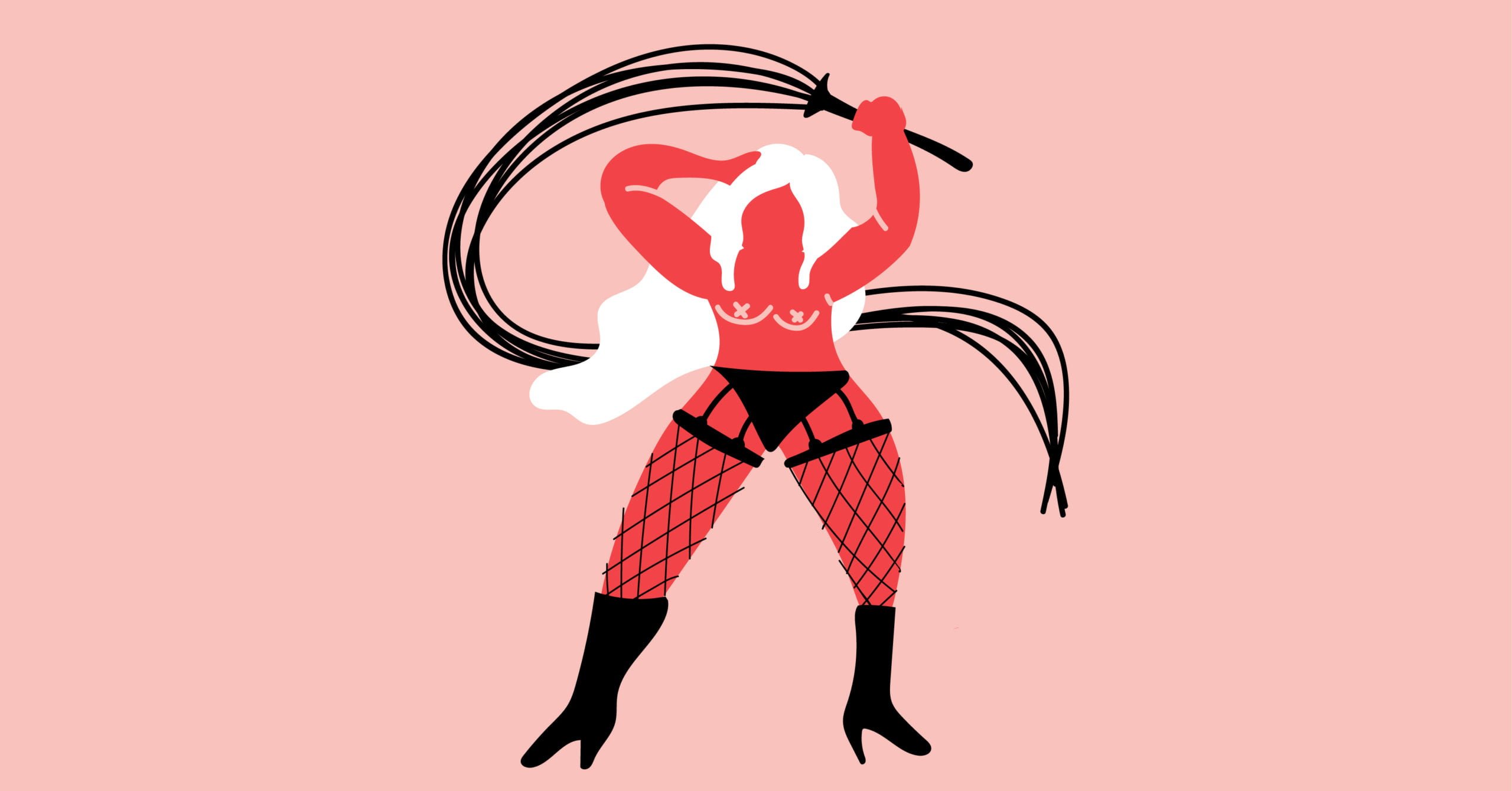 A woman using her whip. 