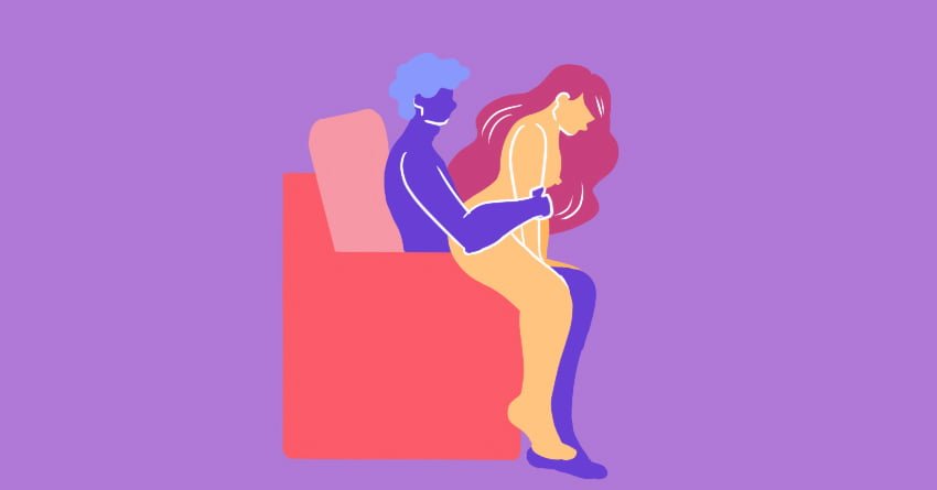 The Lap Dance position is similar to Sofa Surprise, but instead of facing y...
