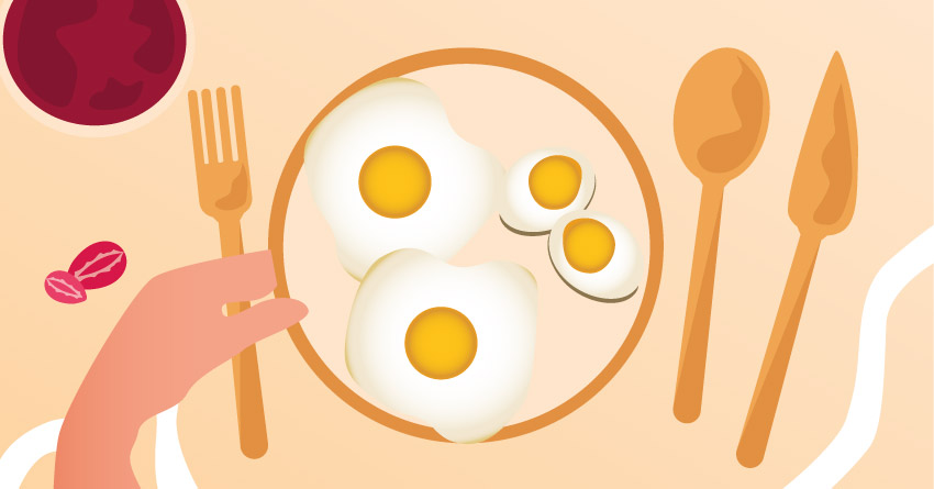 A plate filled with cooked eggs. 