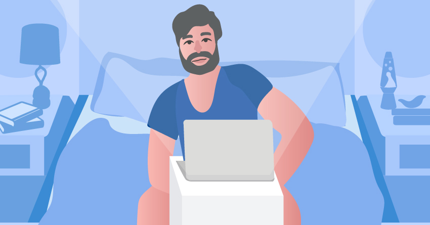 Man masturbating in front of the laptop. 