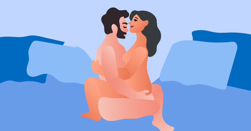 A couple engaging in tantric sex. 