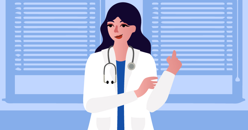A female medical professional. 