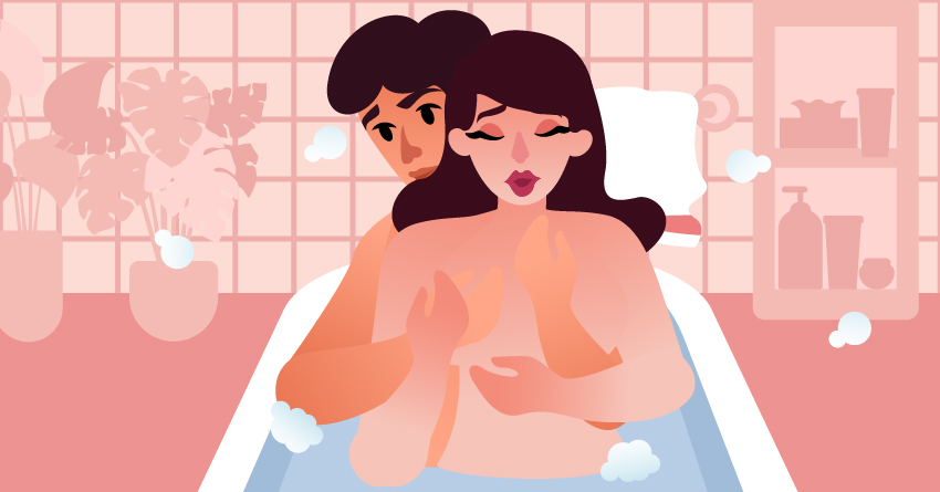 Indulge in a warm bath together