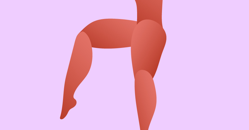A naked person getting into a comfortable position.