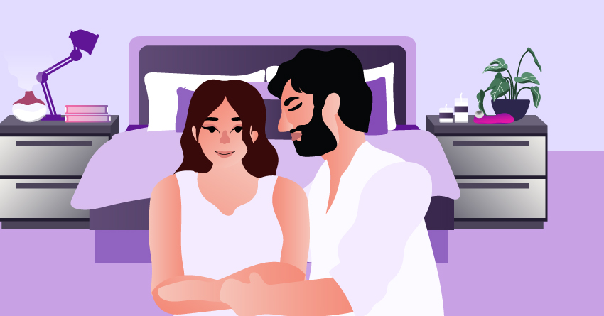 A couple talking about trying standing sex positions.