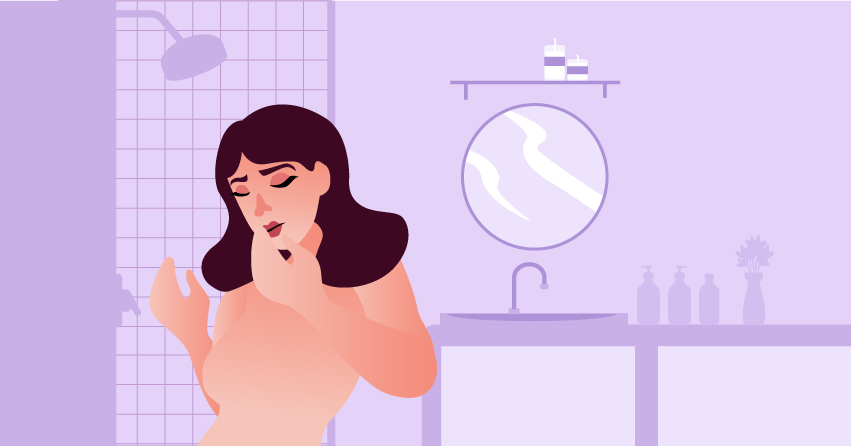 A woman taking a shower. 