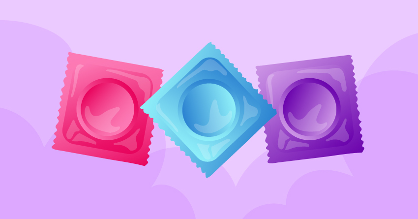 Three single-wrapped condoms. 