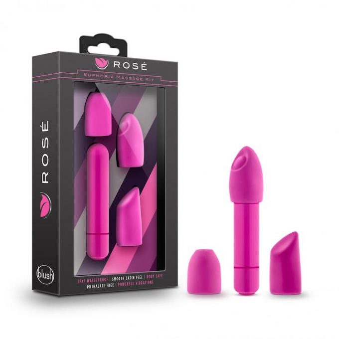 Rose Euphoria Bullet Vibrator With Tips - Pink