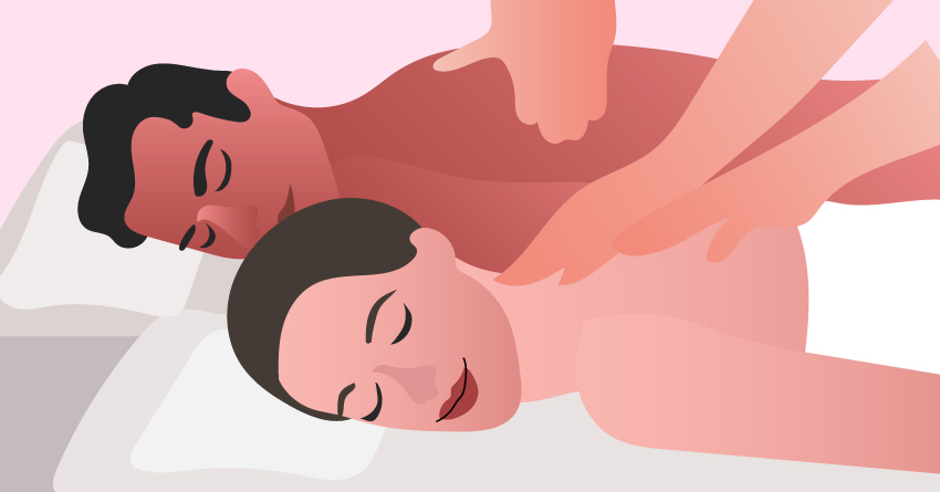 A couple trying a couple massage. 