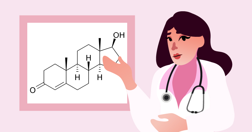 A female medical professional explaining excess androgen.