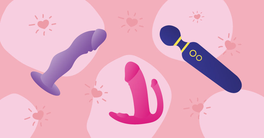 A dildo, wearable vibrator, and wand massager. 