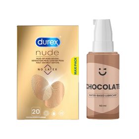Durex Nude 20s Condoms & Water-Based Lubricant Set (Latex-Free)