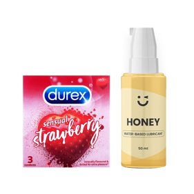 Durex Strawberry Condoms & Water-Based Lubricant Set