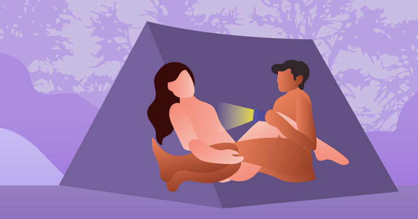 A couple having sex inside the tent. 
