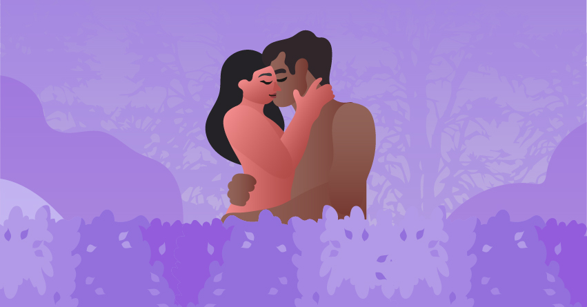 A couple having outdoor sex in a park. 