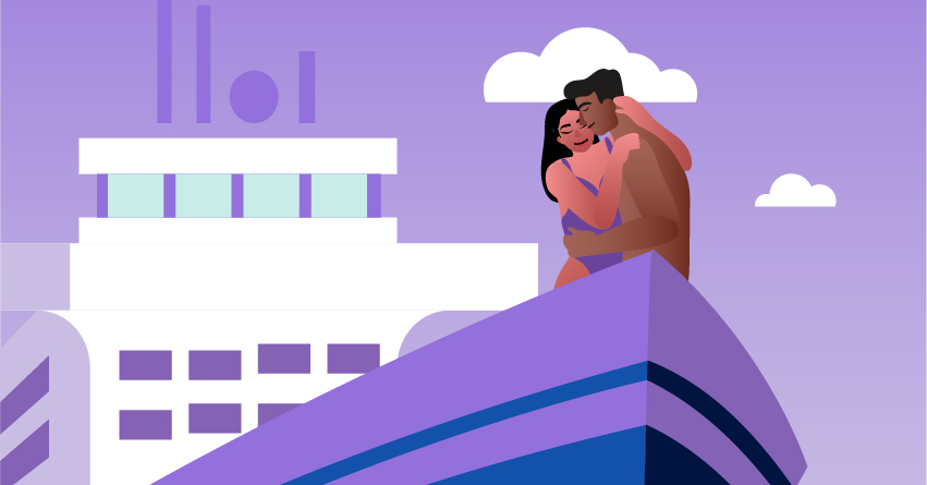 A couple having outdoor sex in a boat. 