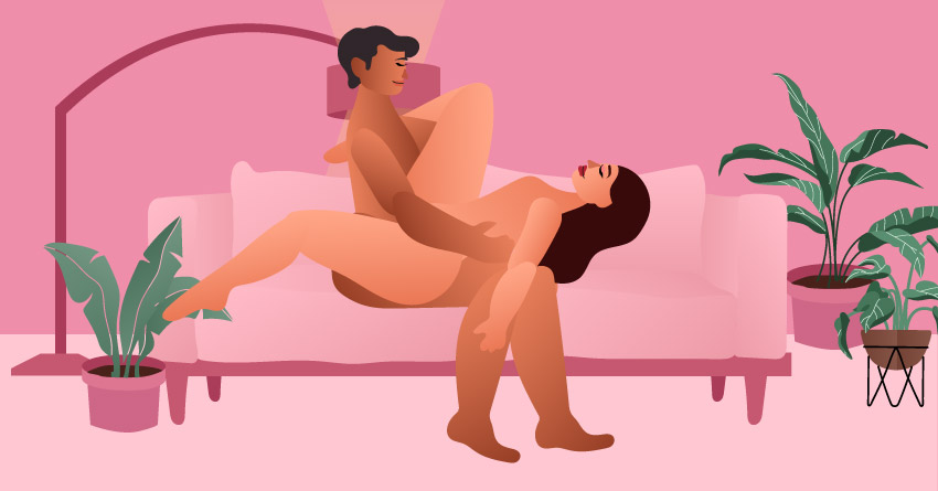 A couple trying Open Book sex position