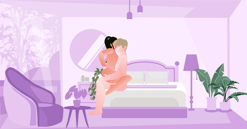 A couple having sex in 'Private Lapdance' position. 