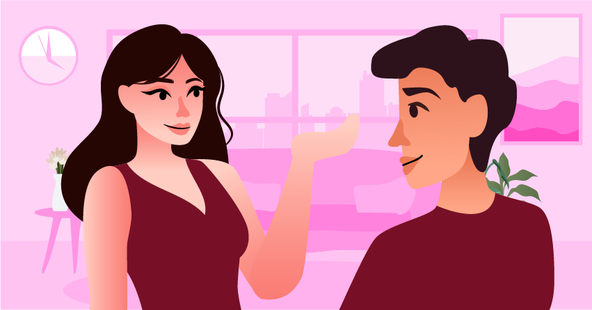 A couple talking about pegging. 
