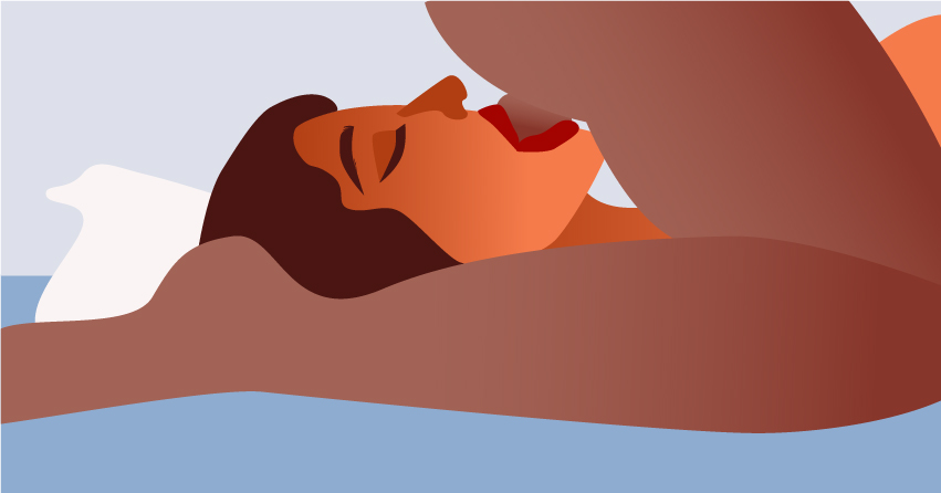 A woman doing teabagging during sex. 