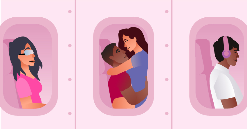 A couple having sex on the plane. 