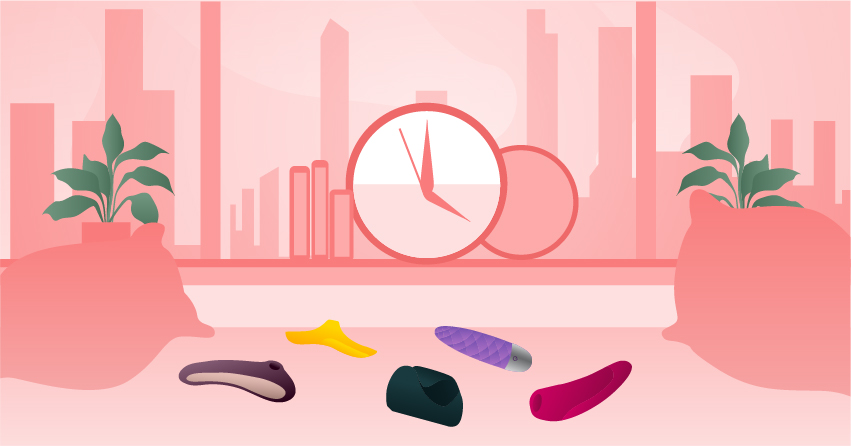 A table filled with different sex toys. 