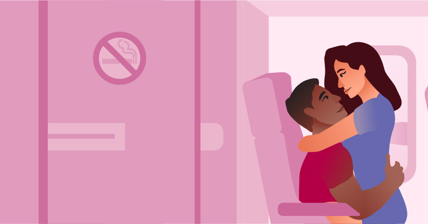A couple having sex in the plane. 