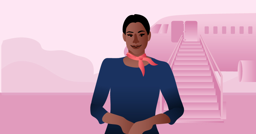 A female flight attendant. 