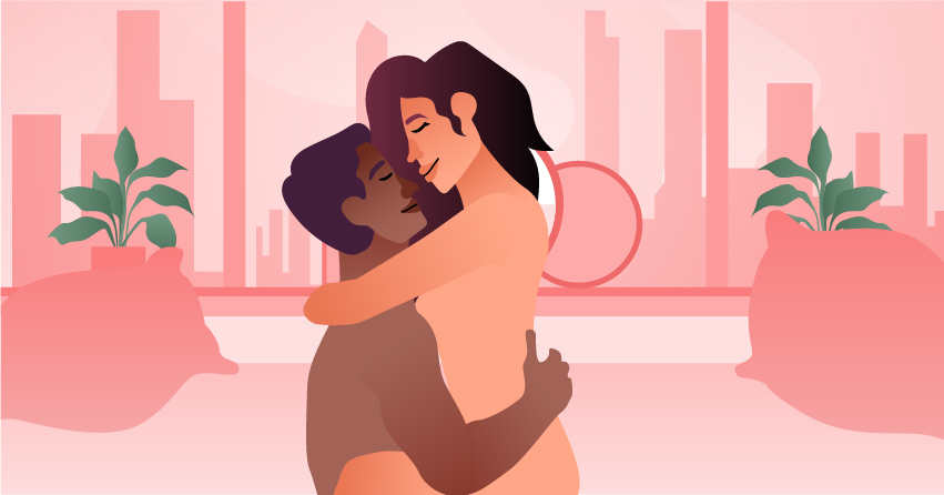 A couple having sex. 