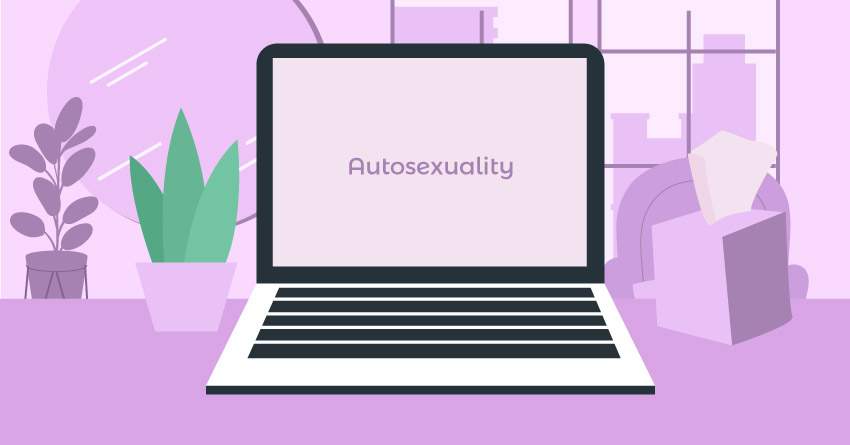 A laptop with the word "autosexuality" in the screen. 