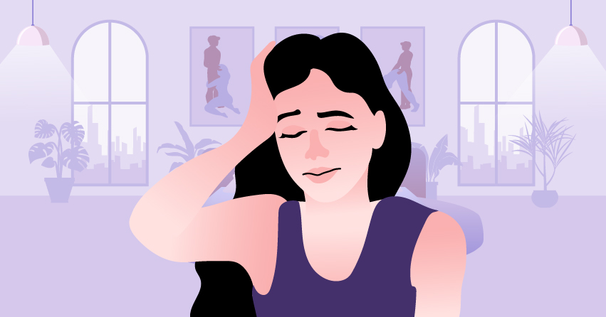 A woman experiencing a sex headache. 