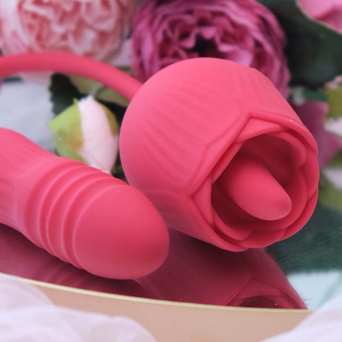 Red Rose Tongue Licker and Thrusting Vibrator