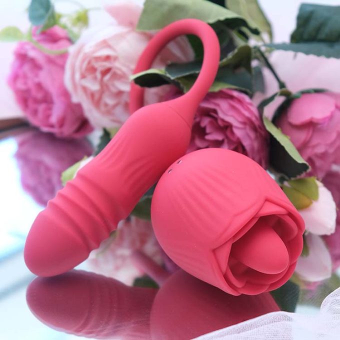 Red Rose Tongue Licker and Thrusting Vibrator