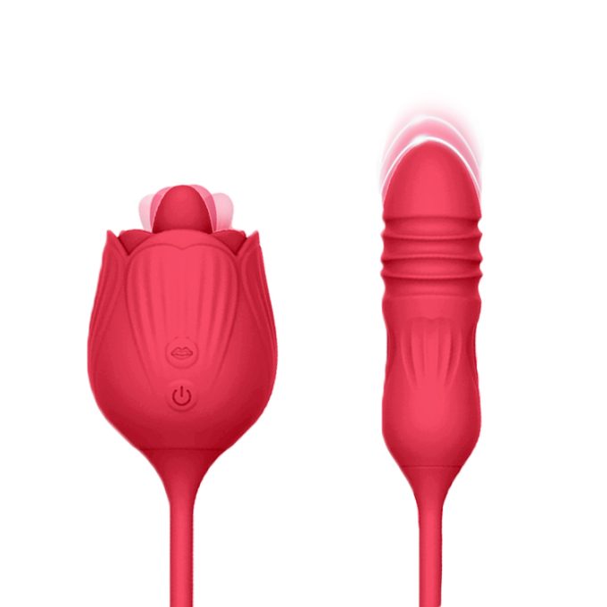 Red Rose Tongue Licker and Thrusting Vibrator