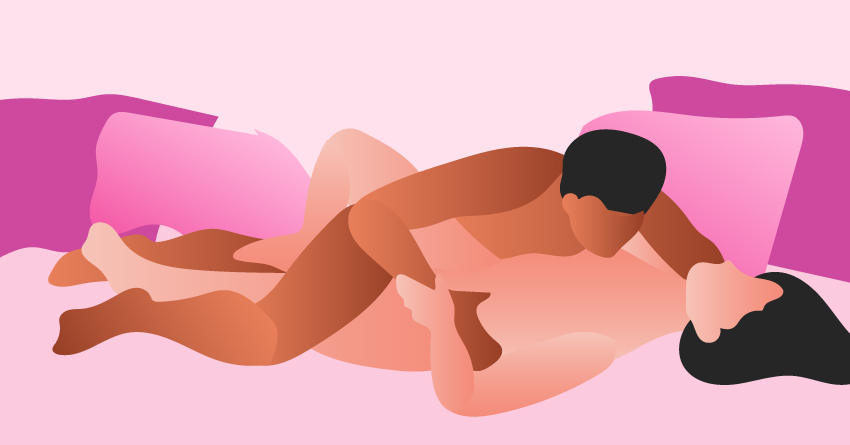 A couple having sex in the bed. 