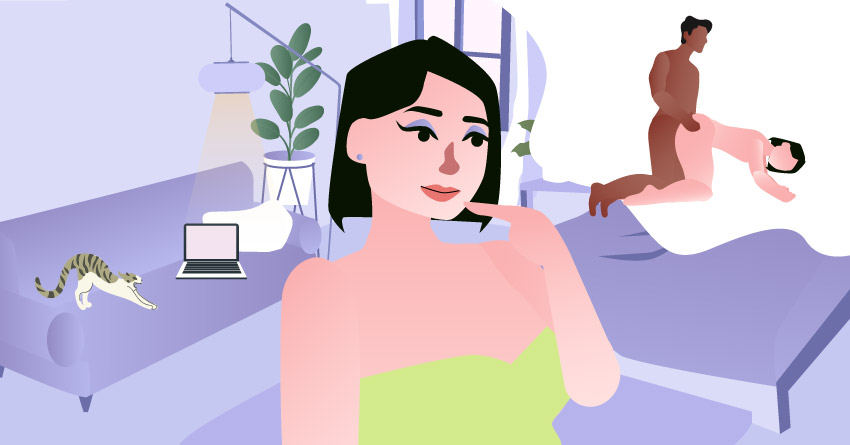 A woman thinking about having sex. 