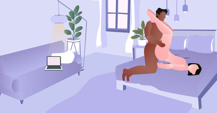A couple in a "g-spot" sex position. 