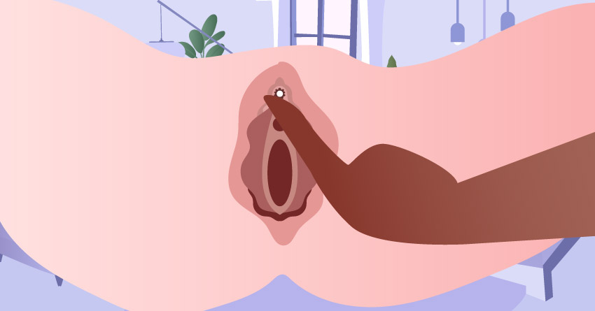 A woman stimulating her clitoris. 