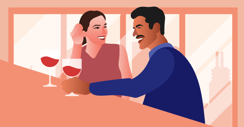 While on a date or vacation, roleplay as coworkers meeting for the first time.