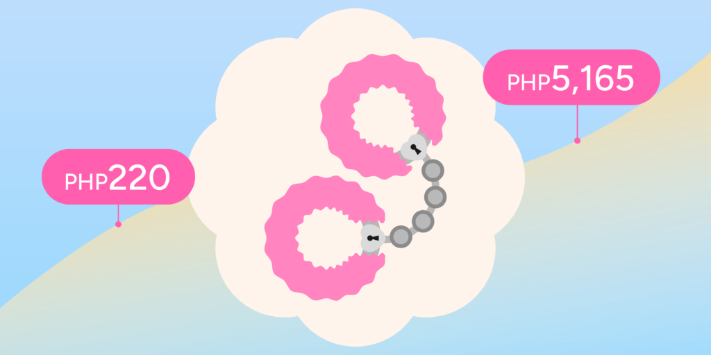An illustration of fuzzy handcuffs.