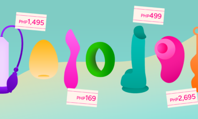 An illustration showing different types of sex toys with prices.